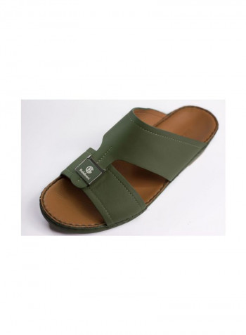 Leather Arabic Sandals Green/Brown