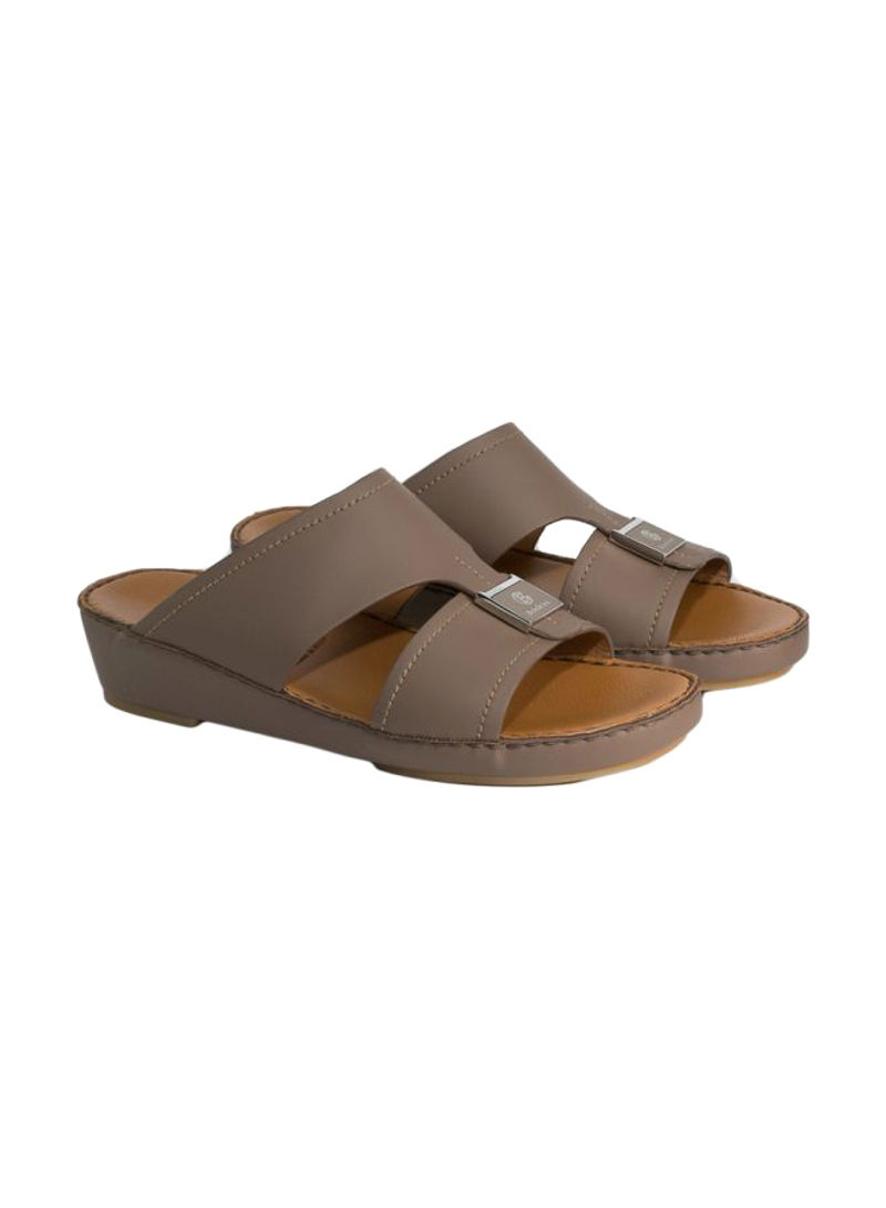 Leather Slip-on Arabic Sandals Light Brown