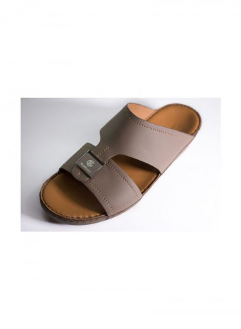 Leather Slip-on Arabic Sandals Light Brown