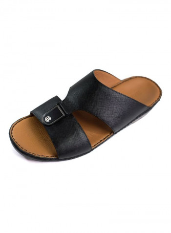 Leather Slip-on Arabic Sandals Black