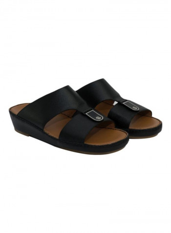 Leather Slip-on Arabic Sandals Black