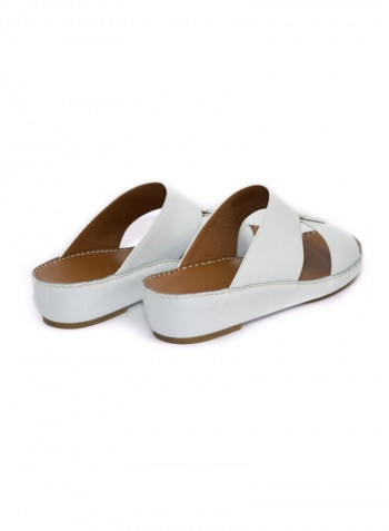Leather Slip-on Arabic Sandals White