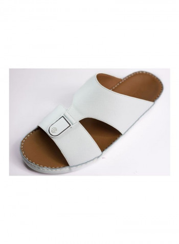 Leather Slip-on Arabic Sandals White