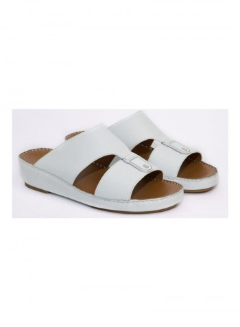 Leather Slip-on Arabic Sandals White