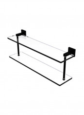 2-Tier Glass Shelf Clear/Black 22inch