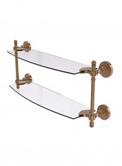 Retro Dot Collection Two Tiered Glass Shelf Brushed Bronze/Clear 18inch
