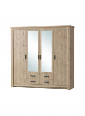 Braxton 4-Door Wardrobe Light Brown 221.5x218x59cm