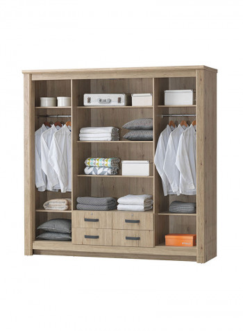 Braxton 4-Door Wardrobe Light Brown 221.5x218x59cm