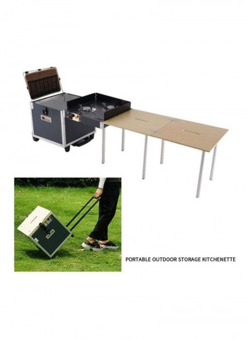 Outdoor Kitchen Camping Folding Table with Stove 40 x 40 x 42cm