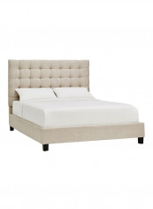 Briella Button Tufted Bed Without Mattress Beige Queen