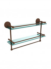 2-Tier Wall Mounted Glass Shelf Brown/Clear 22x5x12inch