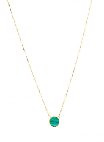 18 Karat Gold Malachite Single Stone Necklace