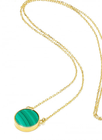 18 Karat Gold Malachite Single Stone Necklace
