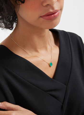 18 Karat Gold Malachite Single Stone Necklace