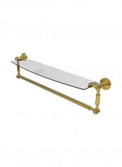 Glass Vanity Shelf With Towel Bar Gold/Clear 24inch