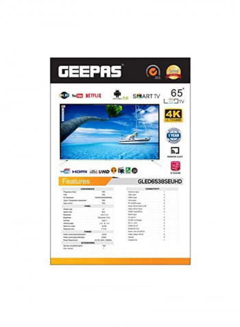 65-Inch UHD Smart LED TV GLED6538SEUHD Black