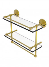 Monte Carlo Collection Double Towel Bar Glass Shelf Gold/Clear 16x5inch