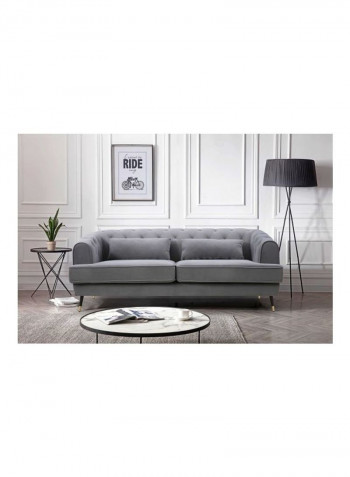 3-Seater Alison Sofa With 2-Cushions Grey 86x71x198cm
