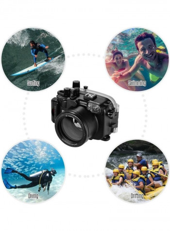 Underwater Diving Housing For Canon G7X Mark III أسود