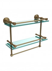 Gallery Double Towel Bar Glass Shelf Clear/Gold 16inch
