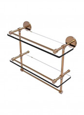 Double Gallery Glass Shelf With Towel Bar Gold/Clear 16inch
