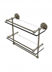 Double Towel Bar Glass Shelf Clear/Silver 16inch