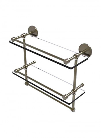 Double Towel Bar Glass Shelf Clear/Silver 16inch