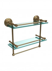 Gallery Double Towel Bar Glass Shelf Gold/Blue 16inch