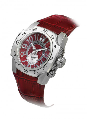 Men's Round Leather Analog Wrist Watch 7213 Gslq 97