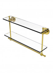 Astor Place Collection Two Tiered Integrated Towel Bar Glass Shelf Gold/Clear 22inch