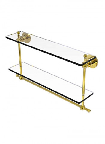 Astor Place Collection Two Tiered Integrated Towel Bar Glass Shelf Gold/Clear 22inch