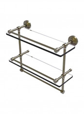 Wall Mounted Towel Bar With Double Tier Shelf Silver/Clear 16inch