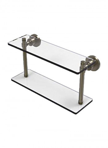 Washing Square Collection Two Tiered Glass Shelf Clear/Silver 16inch