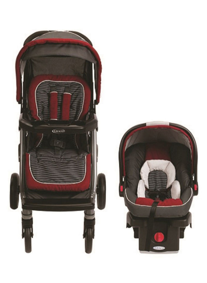 Soho Single Stroller With Car Seat - Red/Black/Grey