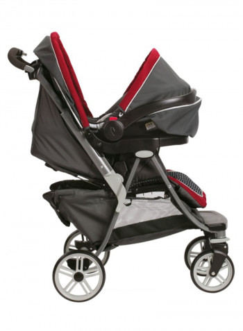 Soho Single Stroller With Car Seat - Red/Black/Grey