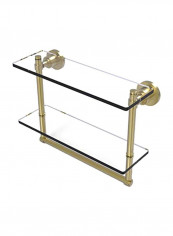 Washington Square Collection 2 Tiered Integrated Towel Bar Glass Shelf Gold/Clear 16x5inch