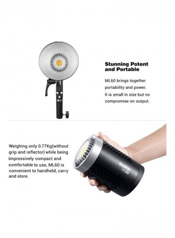 ML60 Portable Studio LED Light for Photography Black/White