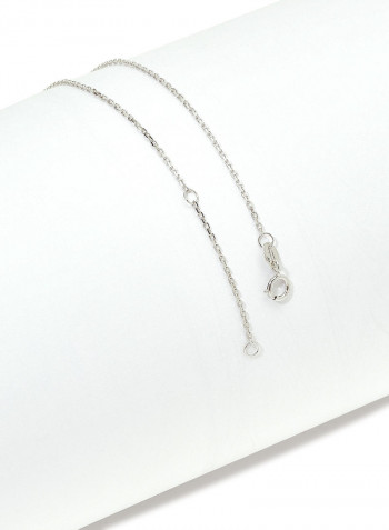 18 Karat White Gold Tiger Eye Single Stone Necklace