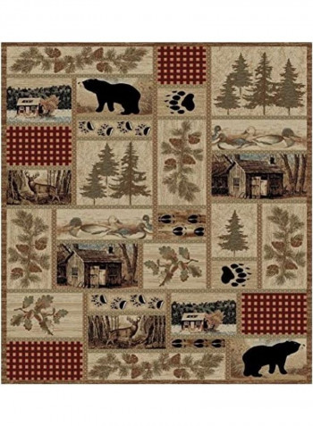 Lodge Forest Cabin Area Rug Multicolour