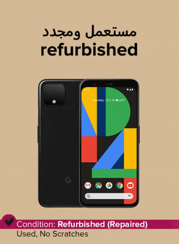 Refurbished - Pixel 4 Dual SIM Just Black (1 E-SIM) 6GB RAM 64GB 4G LTE