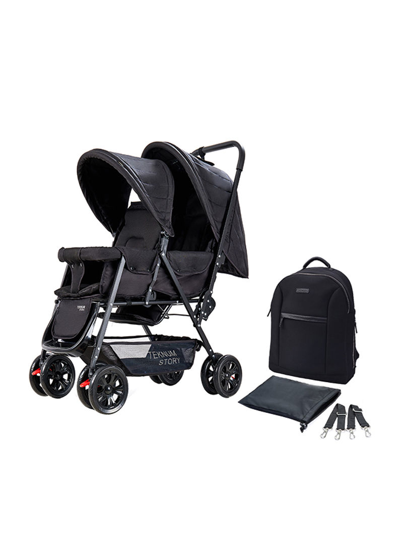 Twin Baby Stroller Combo - Black