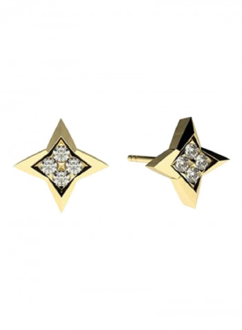 18K Gold Exquisite Design Star Diamond Stud Earring