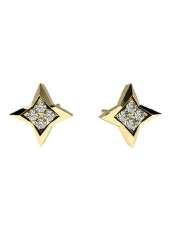 18K Gold Exquisite Design Star Diamond Stud Earring
