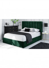 Maddoo Wing Back Twin Bed Frame with Spring Mattress Green 200x120cm