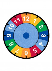 Clock Round Learning Carpet Blue/Yellow/Black 78x78x0.5inch
