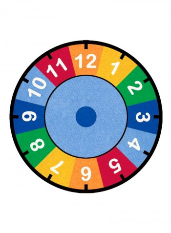 Clock Round Learning Carpet Blue/Yellow/Black 78x78x0.5inch