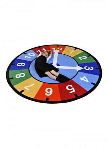 Clock Round Learning Carpet Blue/Yellow/Black 78x78x0.5inch