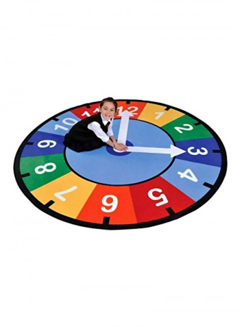 Clock Round Learning Carpet Blue/Yellow/Black 78x78x0.5inch