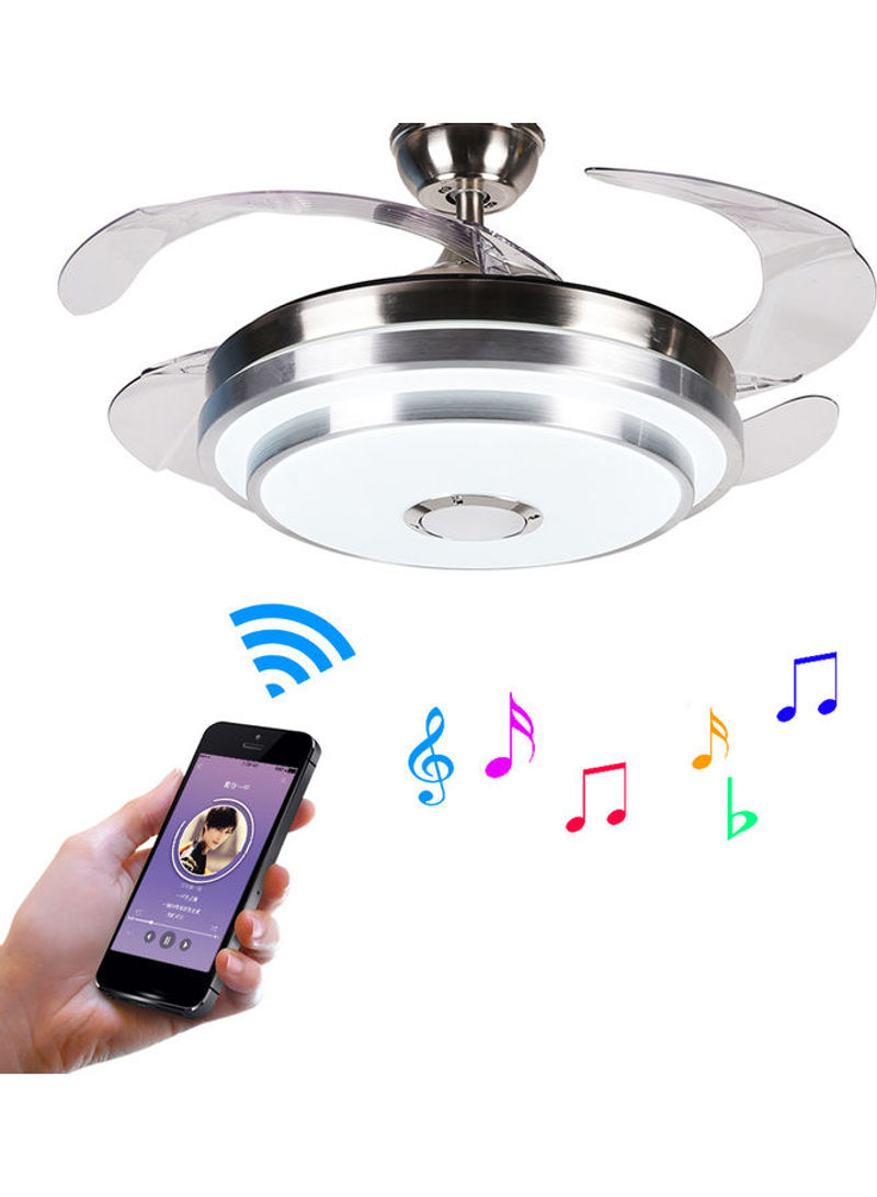 Modern Ceiling Fan with LED Light Silver