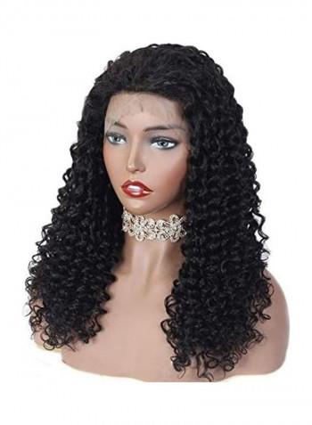 360 Frontal Lace Deep Wave Hair Wig أسود 22بوصة